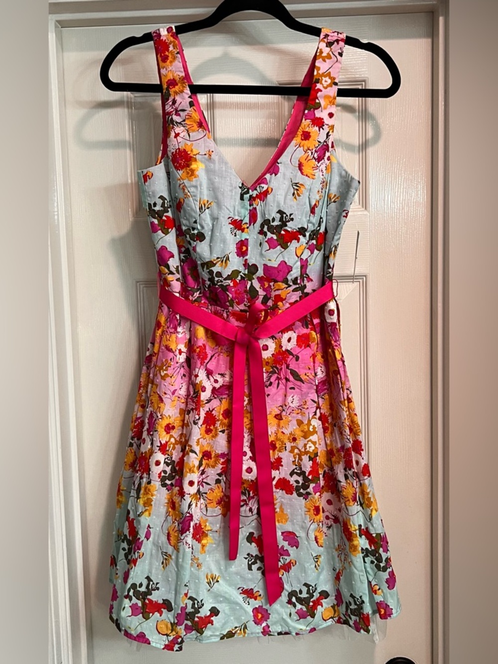 B. Darlin Multicolor Floral Fit & Flare Sleeveless Dress 100% Cotton Size 9/10